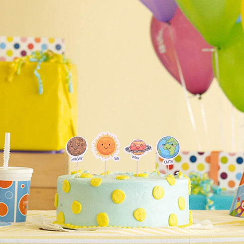 iMagitek 30 Pcs Solar System Cupcake Toppers for Kids Birthday Party, Space Theme