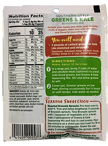 '-18 1oz packets Concord GREENS & KALE SEASONING-Southern Style (eighteen)