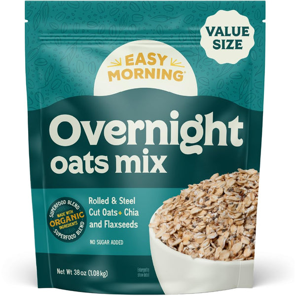Easy Morning Overnight Oatmeal Mix, Organic Ingredients, Naturally Gluten-Free, No Sugar Added,