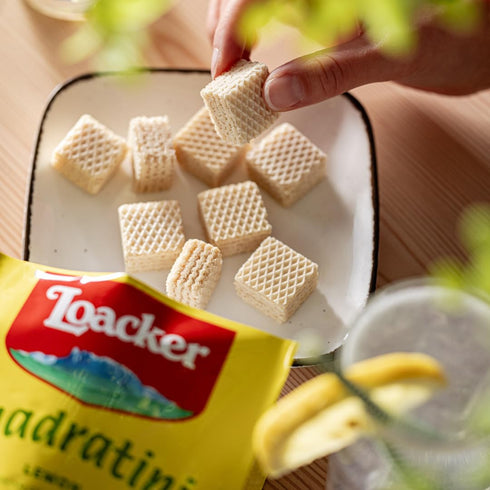 Loacker Quadratini Premium Lemon Wafer Cookies, 250g/8.82oz (37735)