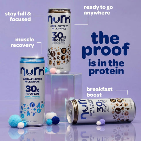 30g 150 10 11 oz, 12 Nurri - Protein Ultra Filtered Milk Shake Chocolate - Lactose Free, Low Sugar, Calories, Vitamins