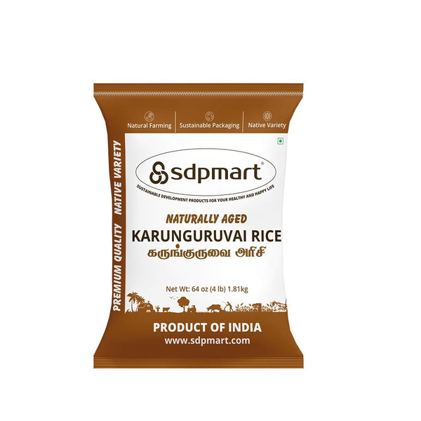 SDPMart Naturally Aged Karunguruvai Rice | 4 lb (64 oz)| Traditional Rice