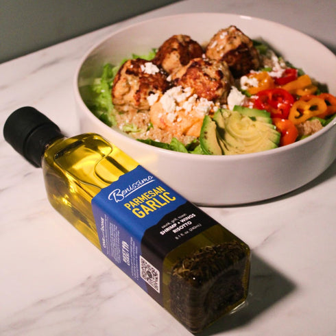 8.1 oz Benissimo Parmesan Garlic Herb Infused Oil, All Natural Gourmet Cooking Oil with Chef-Inspired Herbs, Ideal