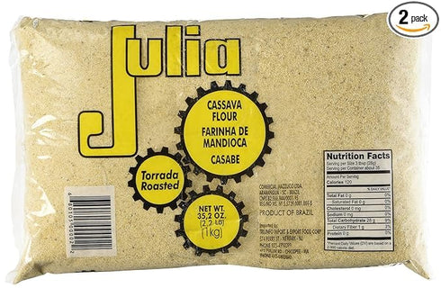 35.2oz (Pack 2) 1Kg Brazilian Corner Bundle Julia Roasted Cassava Flour - of | Farinha de Mandioca - Torrada by