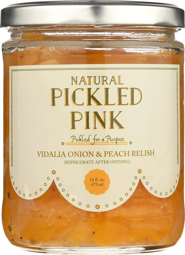 Pickled Pink Foods Pickled Pink Vidalia Onion & Peach Relish (16 oz Jar); Gourmet Artisan-Crafted