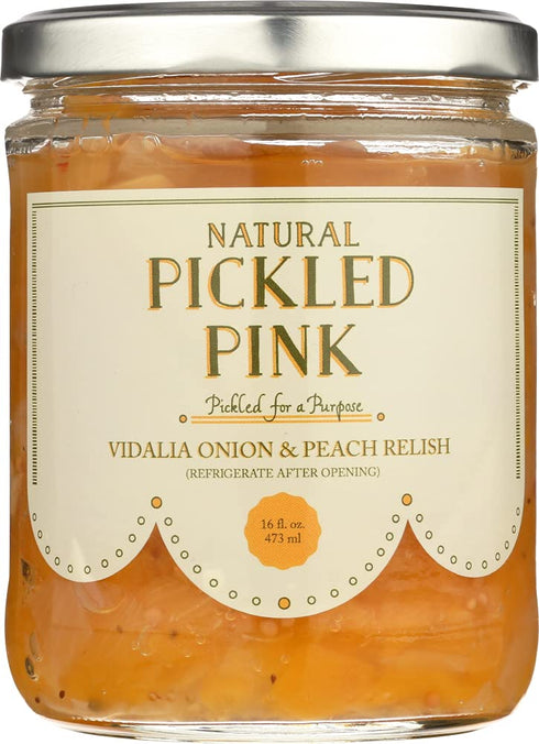 Pickled Pink Foods , Relish Peach Vidala Onion, 16 Fl Oz