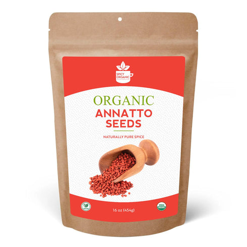 SPICY ORGANIC Annatto Seeds Whole 16 Oz - USDA Certified Organic Achiote Seeds for Rice, Meats, and Sauces