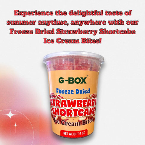 (3.5 OZ G-BOX Freeze Dried Ice Cream| Crunch Strawberry Shortcake Ice Cream Bites - Perfect for Camping, Outdoor