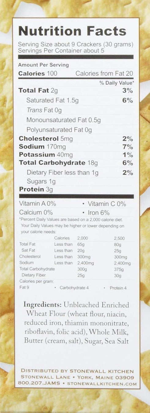5 Stonewall Kitchen Simple White Crackers, Ounces