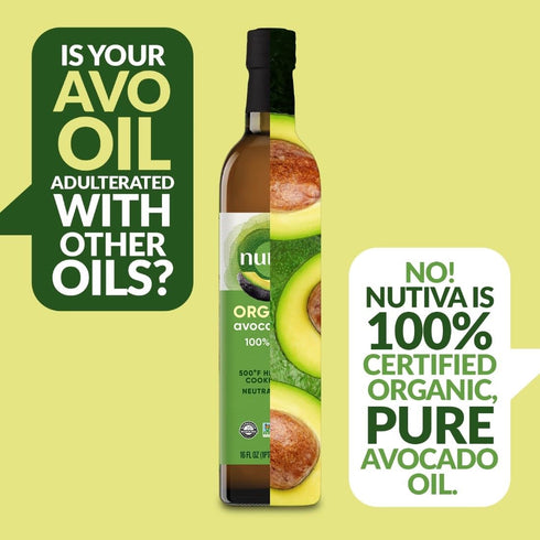 24 Oz Nutiva Organic Steam-Refined Avocado Oil - Perfect for Cooking, Frying, Baking, and Dressing - High-Heat Oil