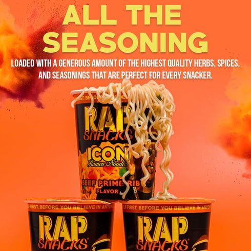 E-40-Pack 12 Rap Snacks Beef Prime Rib ICON Ramen Noodles