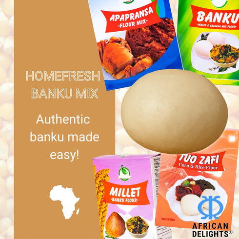 (2 Pack) 2.2LB Set African Delights Ghanaian Meal Bundle Banku Mix Ghana and Wala GA Kenkey Four Balls Authentic Ghana