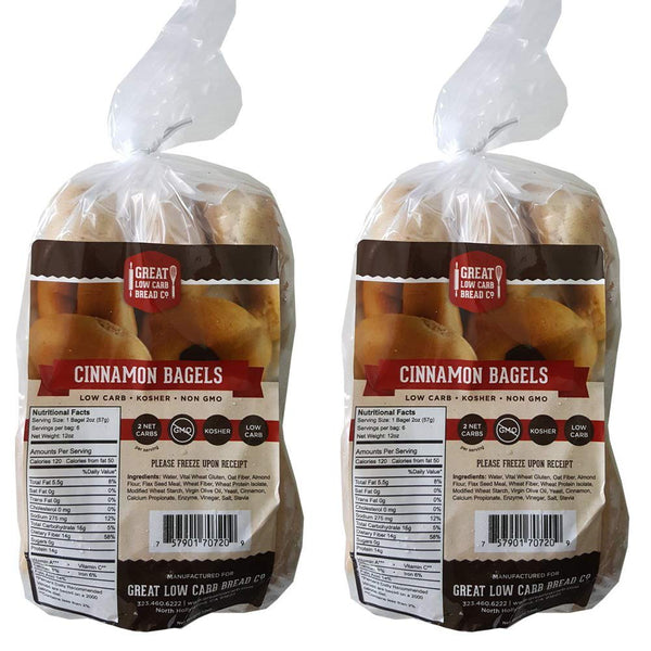 Great Low Carb Bread Co. 2 Pack Value: Cinnamon Bagels,