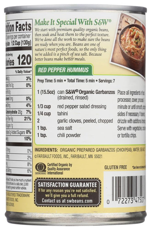 15-ounces (Pack of12) S&W Garbanzo Beans, Organic
