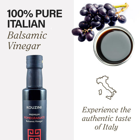 250ml Kouzini Ultra Premium Pomegranate Balsamic Vinegar, Aged Balsamic Vinegars from Modena, Italy, Premium, Smooth