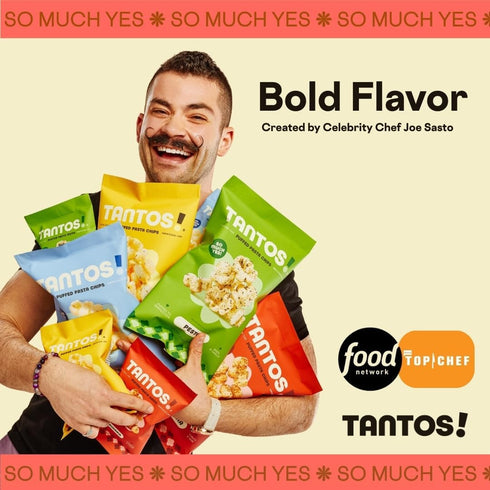 Pack 1 oz, Pack 8 Tantos Puffed Pasta Chips Variety Pesto, Marinara, Cacio e Pepe, Classico Plant Based Low Calorie