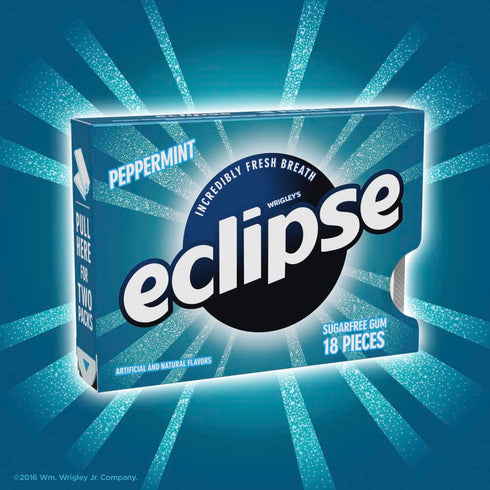 ECLIPSE Peppermint Sugar-Free Chewing Gum, 8 Packs, 18-Count Each