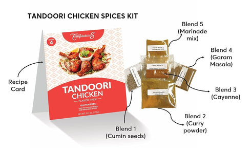 (1 Tandoori Chicken and Cumin Rice Indian food spices kit by Flavor Temptations | Home Cook Authentic Indian food |