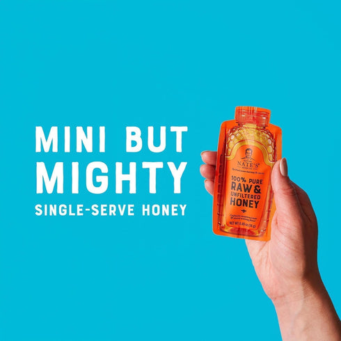 Nate's Honey Minis, 0.49oz Packets, 20ct Box – Single-Serve 100% Pure, Raw & Unfiltered Honey