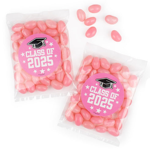 Pink Graduation Candy Bag with Jelly Beans 10 Pack - Hats Off!
