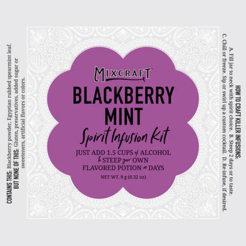 MixCraft Spirit Infusion Kit - Premium Cocktail & Mocktail Mixer, Blackberry Mint, Glass Bottle, Flavor Pouch & Recipe,
