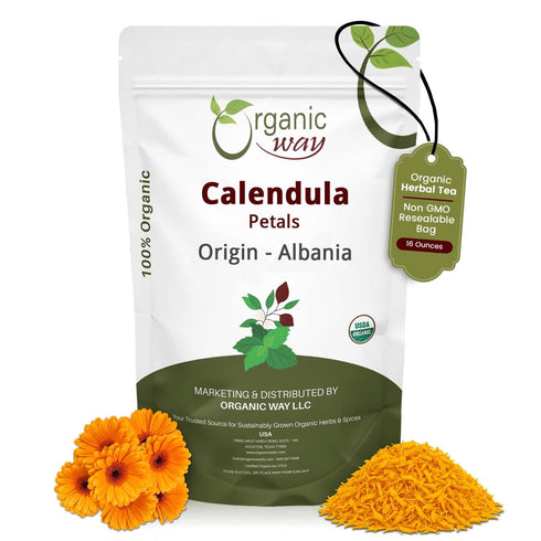 Organic Way Dried Calendula Petals | Herbal Tea (Calendula officinalis) - European