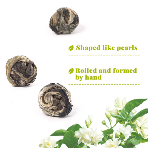 Jasmine Dragon Pearls Loose Leaf Green Tea 100g/3.53oz - Pleasant Jasmine Aroma for Hot and Cold Tea