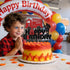 Firefighter-Themed Glitter Fire Truck Cake Topper for Kids' Birthday Parties