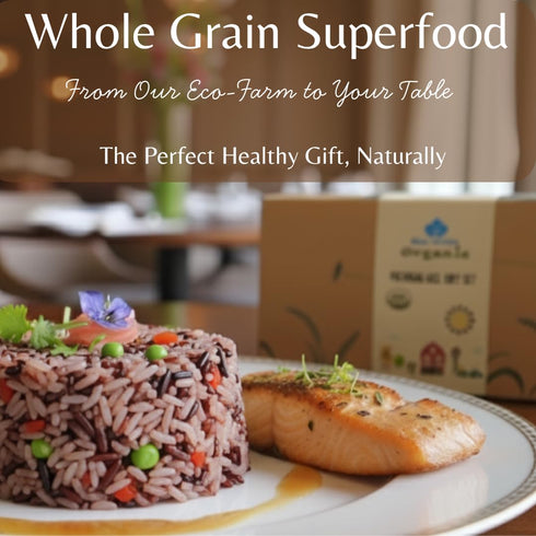 Set 4 2 LB Set Certified Organic Thai Jasmine Rice Gift - Medley Rice Kinds - Brown, Red, Purple Riceberry, Mixed Rice