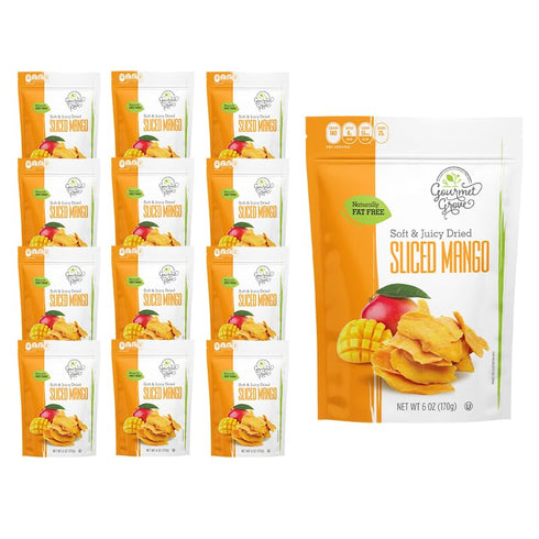 Gourmet Grove - Sliced Mango 6 oz Snack Packs | Soft, Juicy, Natural Dried