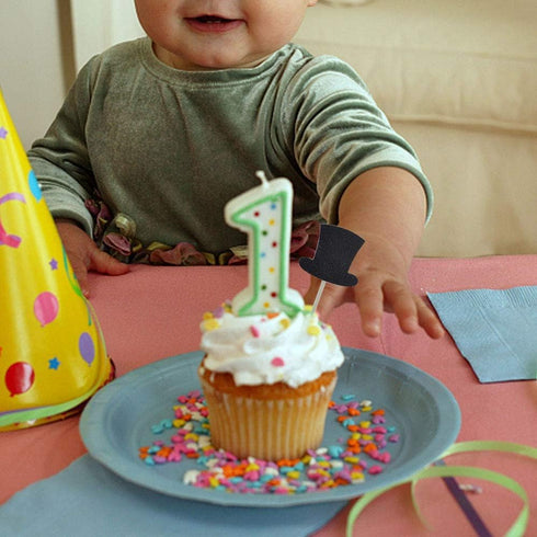 Cupcake Toppers Mini Black Bowtie Mustache Hat Neckcloth - 24PCS Birthday Celebration Decorations