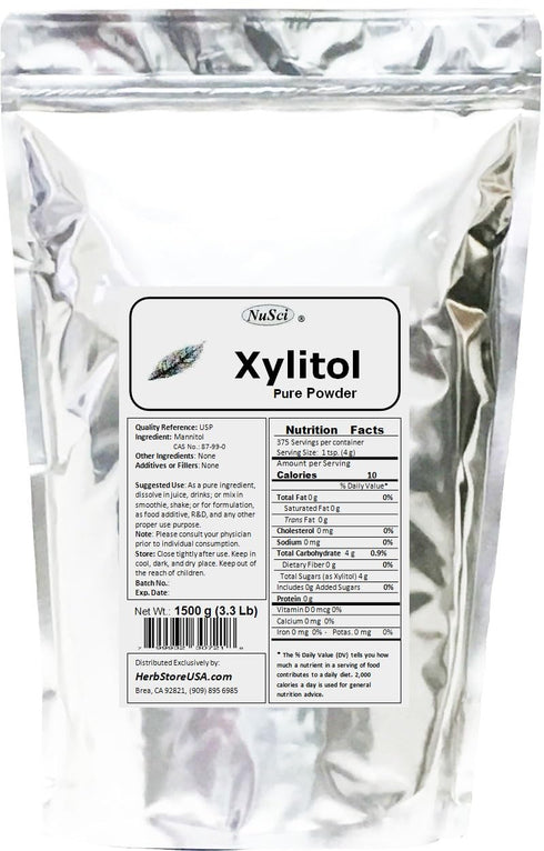 NuSci (2270 (5.0 lb)) Xylitol Powder Pure Form an alternative to sugar grams