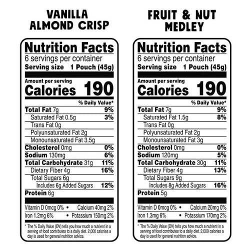 Generic Pack, 12 1.6 oz Packs (2 Pack) Granola Variety Vanilla Almond Crisp and Fruit & Nut Medley, Pouches, To Go