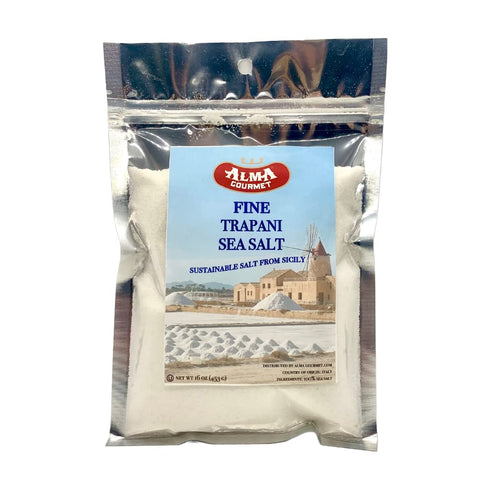16oz (453g) Pack 3 Sea Salt Fine from Trapani, Sicily | Alma Gourmet | All Natural, Gourmet, Unbleached, Kosher | |