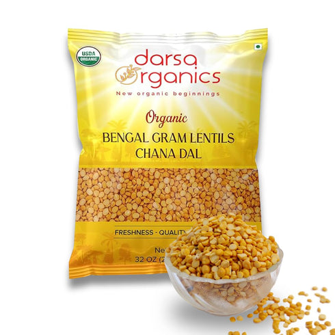 Darsa Organics Chana Dal 2 lb USDA Organic Split Bengal Gram (Yellow