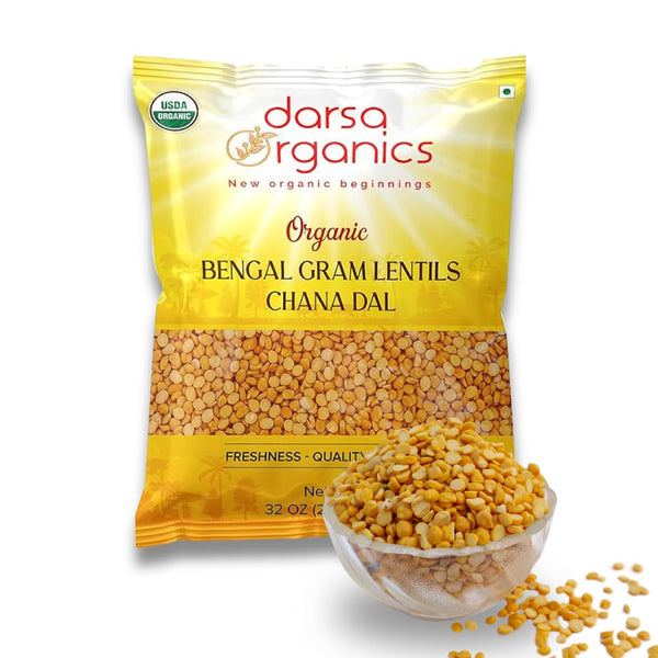 Darsa Organics Chana Dal 2 lb USDA Organic Split Bengal Gram (Yellow