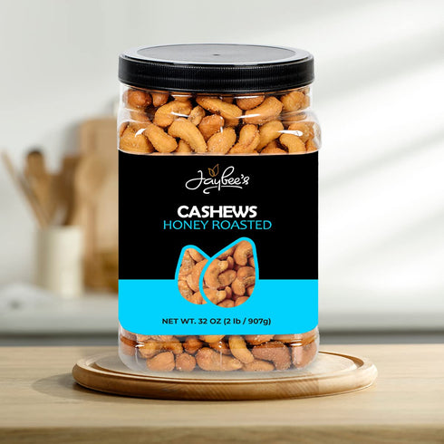 32 oz Honey Roasted Cashews - Reusable Container | Gourmet Nuts Coated with Sweet & Natural Honey | Roasted