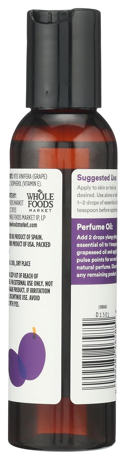 365 by Whole Foods Market 4 Oz , Nourishing Grapeseed Oil, Skin & Hair Care, Fl