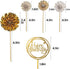 DIYASY Gold Happy Birthday Cake Topper Kit, 6 Pcs Confetti Balloon Paper Fans Acrylic Cake Toppers