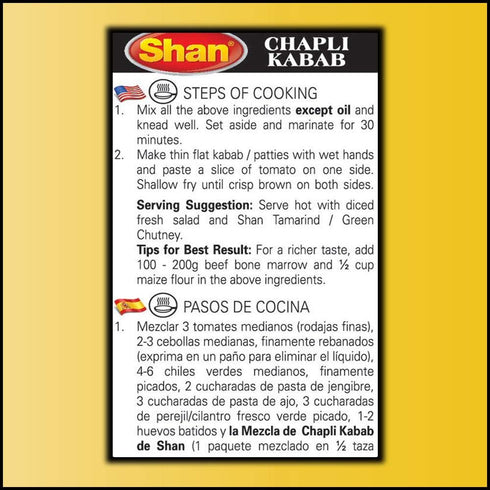 Shan Shami Kabab Recipe and Seasoning Mix 1.76 oz - Spice Powder for Traditional Meat & Lentil Patties - Suitable for