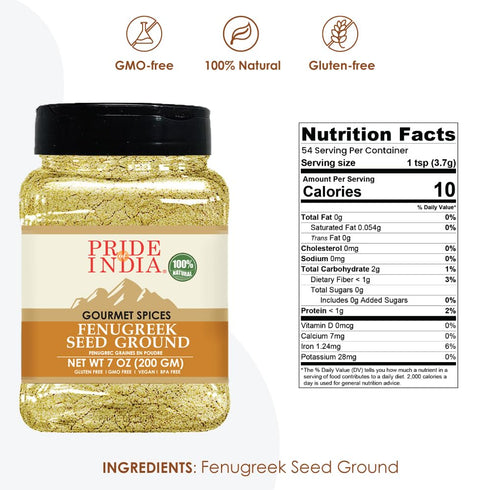 12 oz -Pride of India Fenugreek Seeds Whole | Aromatic Methi Seeds with Bitter Nutty Flavor | Authentic Indian Spice