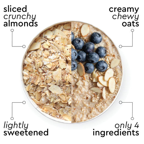 6 Pack Mylk Labs Roasted Almond Protein Oatmeal Cups, Whole Grain, Low Sugar, High Fiber Breakfast with Superfoods