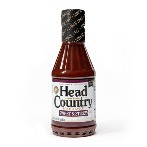 Head Country Bar-B-Q Sauce - Sweet & Sticky, Gluten Free, 20 Ounce, Great on Beef, Pork & Chicken