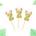 Morndew 24 PCS Gold Pink Glitter Number 2 Cupcake Toppers for Baby Girl Second Birthday Party Decorations