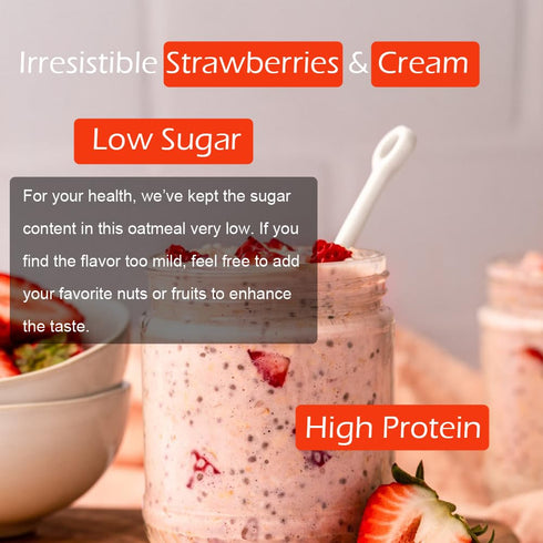 27g (8 Pack) DIET COOKER Mushroom Overnight Oats, of Protein & Strawberry Flavor, High Protein High Fiber Low Fodmap