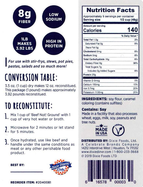 BVYY (1 lb Dixie Diners' Club - Beef (Not!) Ground bag)
