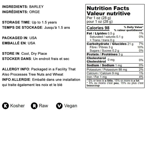 12 Food to Live Barley Flour, Ounces Fine Powder, Kosher, Vegan, Bulk. Rich in Fiber. Wheat Flour Alternative. Great