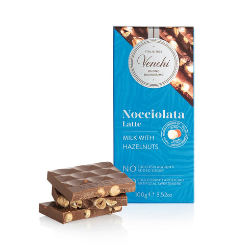 Venchi - NO Added Sugar Milk Hazelnut Bar, 3.52 oz - NO