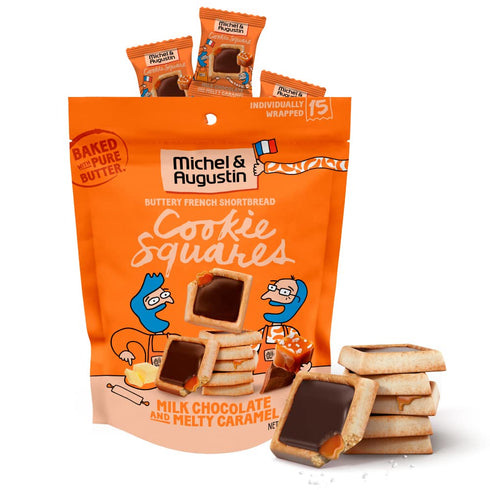 Michel et Augustin Cookies, Individually Wrapped Snacks, Gourmet Milk Chocolate & Caramel