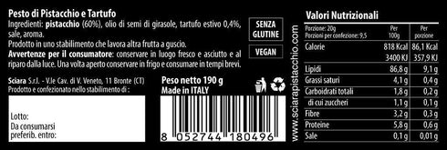 190g (Pack 3) Sciara | Sicilian Pistachio and Truffle Pesto | Premium Quality Pesto from Bronte, Sicily | Glass Jar